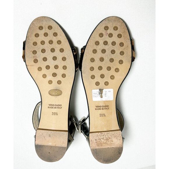 Attilio Giusti Leombruni Calf Hair Animal Print Ankle Strap Sandals -Sz 39.5 (9) - Picture 6 of 7